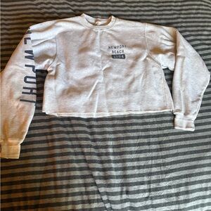 Newport Beach Cropped Sweatshirt with Sleeve Graphic